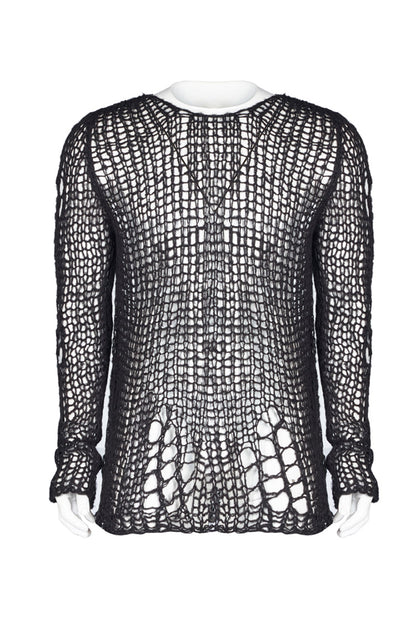 Black Ripped Pullover Steam Punk Sweater