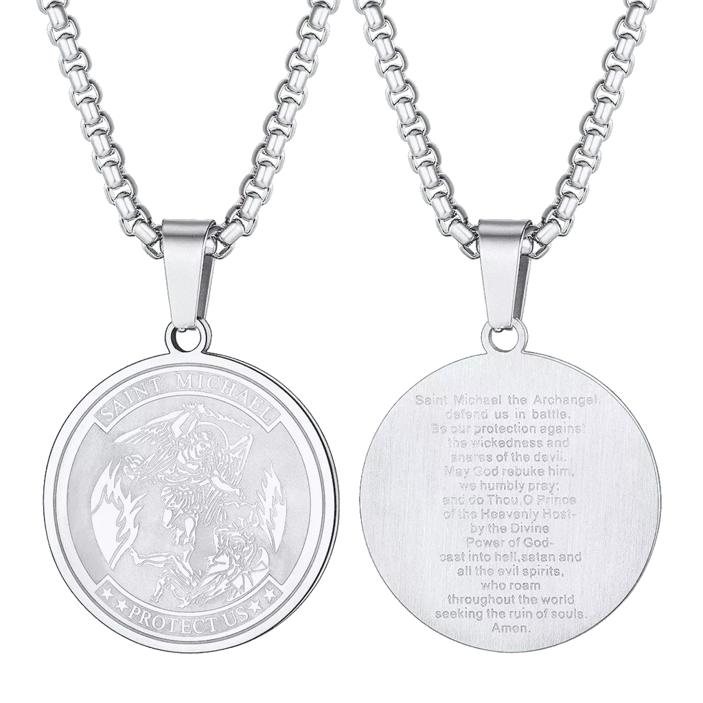 St. Michael Coin Necklace Medal Protection Pendant