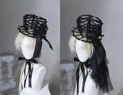 [pre-order Deadline: June 8] Phantom Knight Series Flower Veil Skeleton Hat + Mini Hat