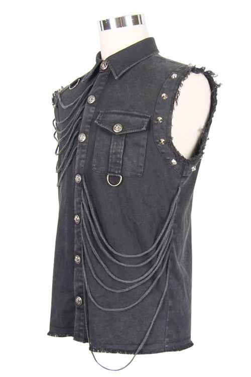 Black Rock Unedged Sleeveless Faded Punk Blouse