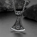 Battle Axe Viking Pendant Necklace With Compass for