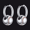 Baseball Drop Hoop Earrings for