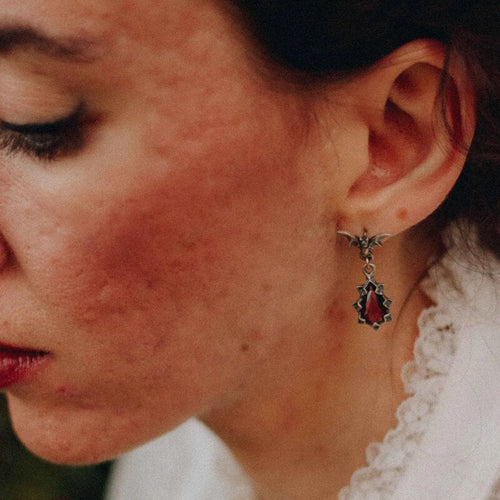 Bat Sterling Silver Crystal Earrings