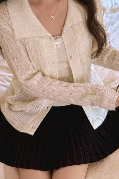 Sweet Girly Hollow Knit Cardigan