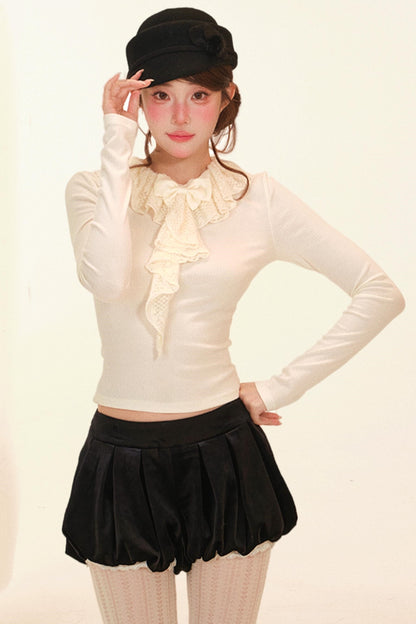 Lace Ruffle Coat + Top + Pants