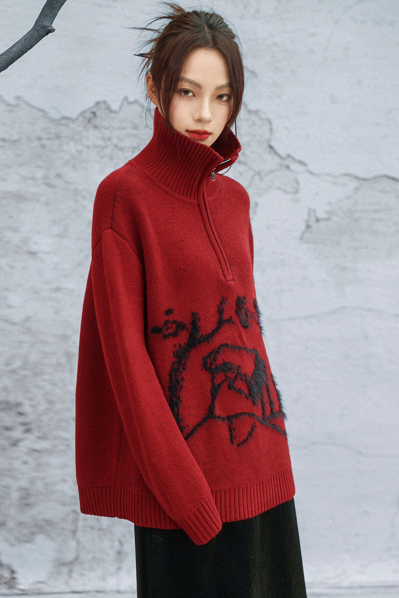 Maroon Zipper Sweater