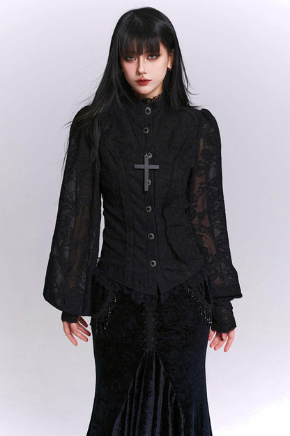 Dark Jacquard Gothic Blouse