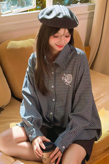 Plaid Loose Academy Blouse