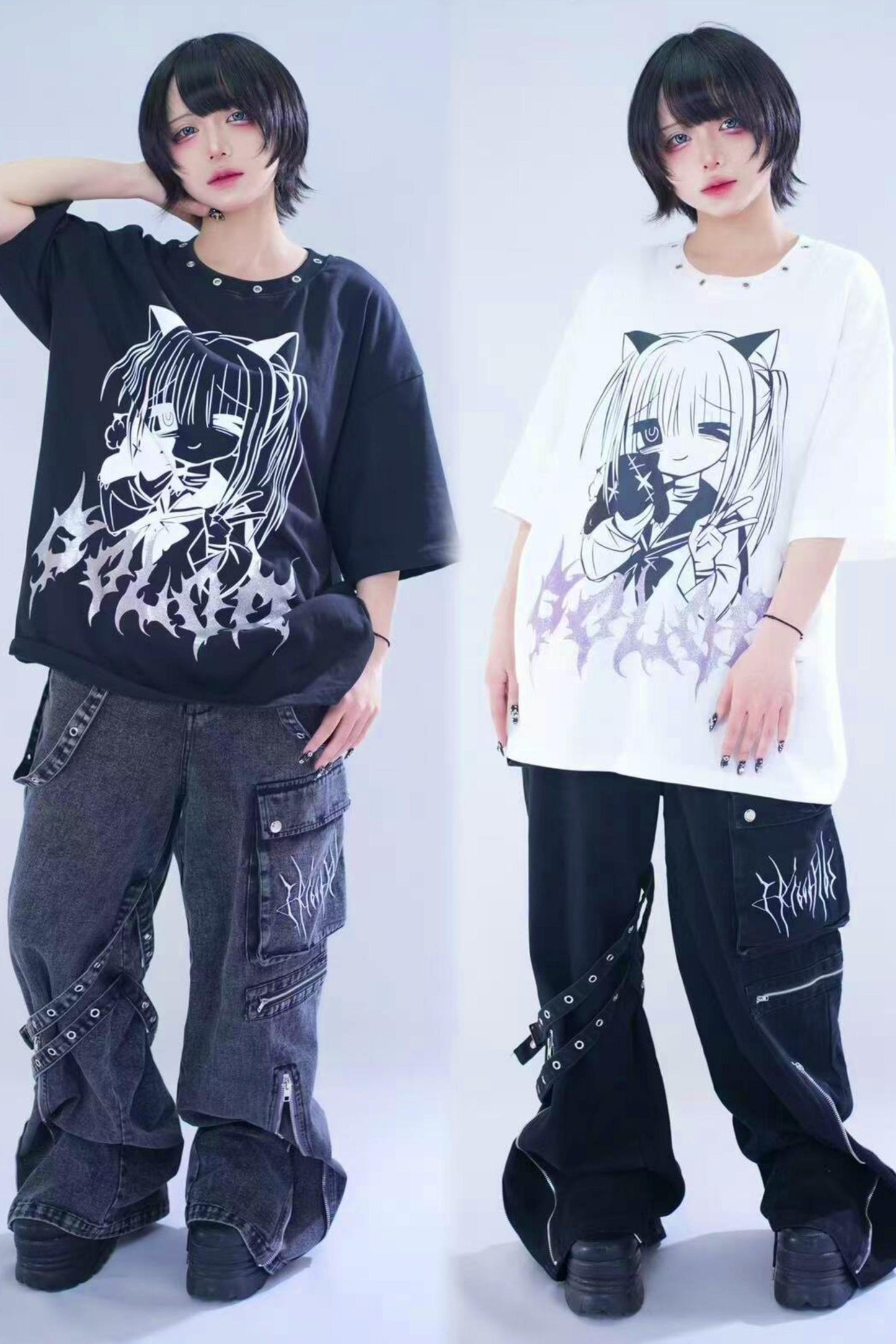 Cat Glitter Print T-shirt