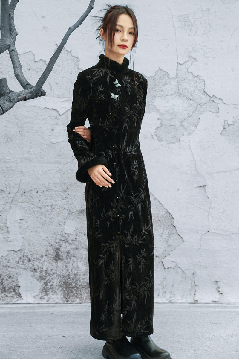 Bamboo Leaf Cheongsam Dress