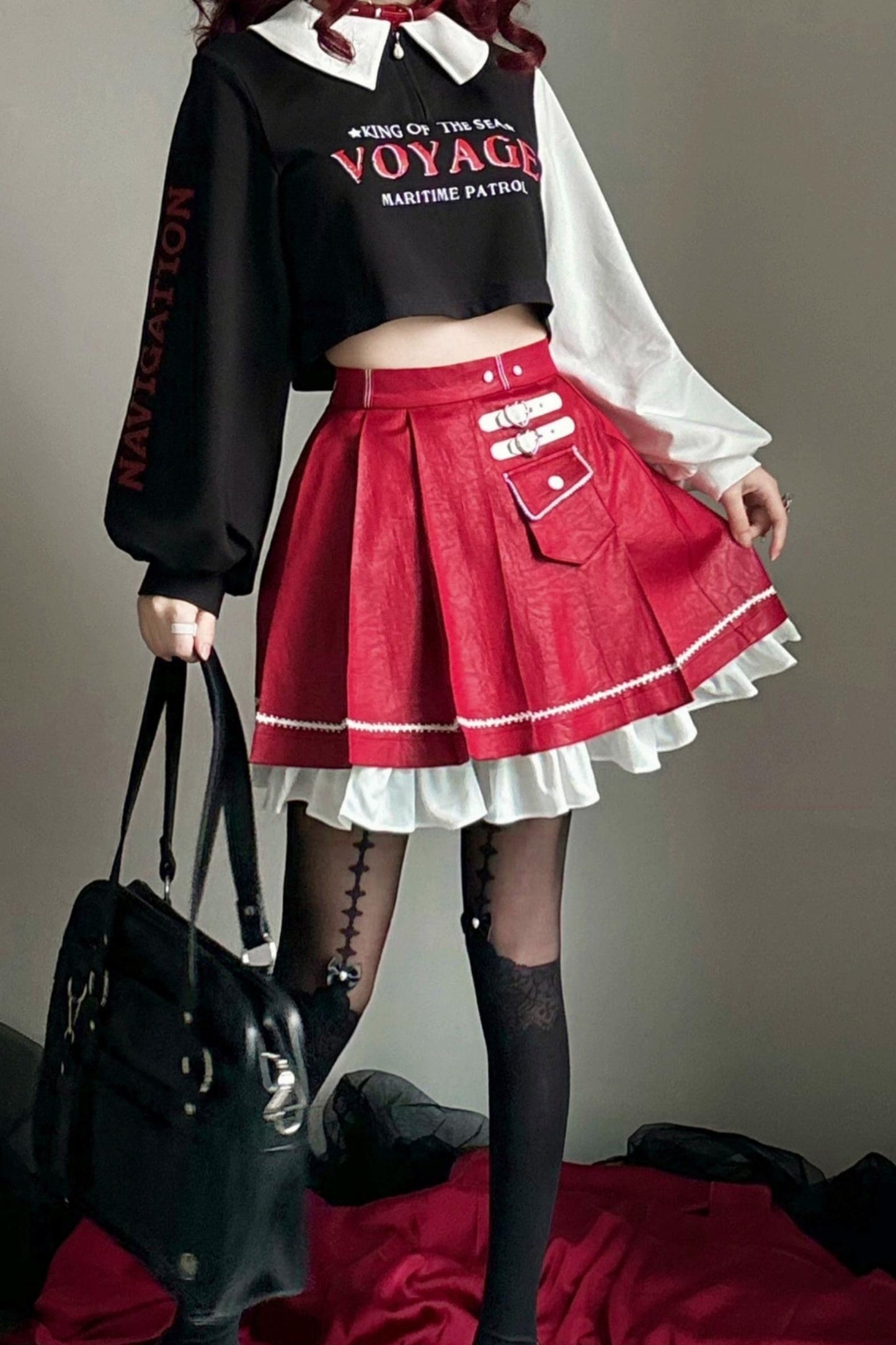 Street Cropped Top + Pleated Mini Skirt