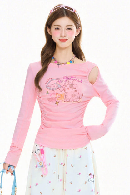 Sweet Cat Print Top