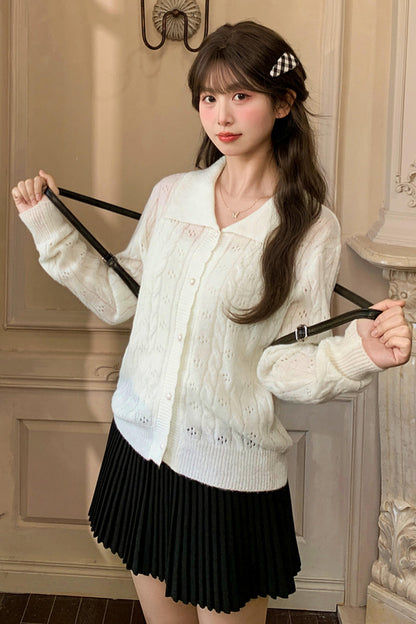 Sweet Girly Hollow Knit Cardigan