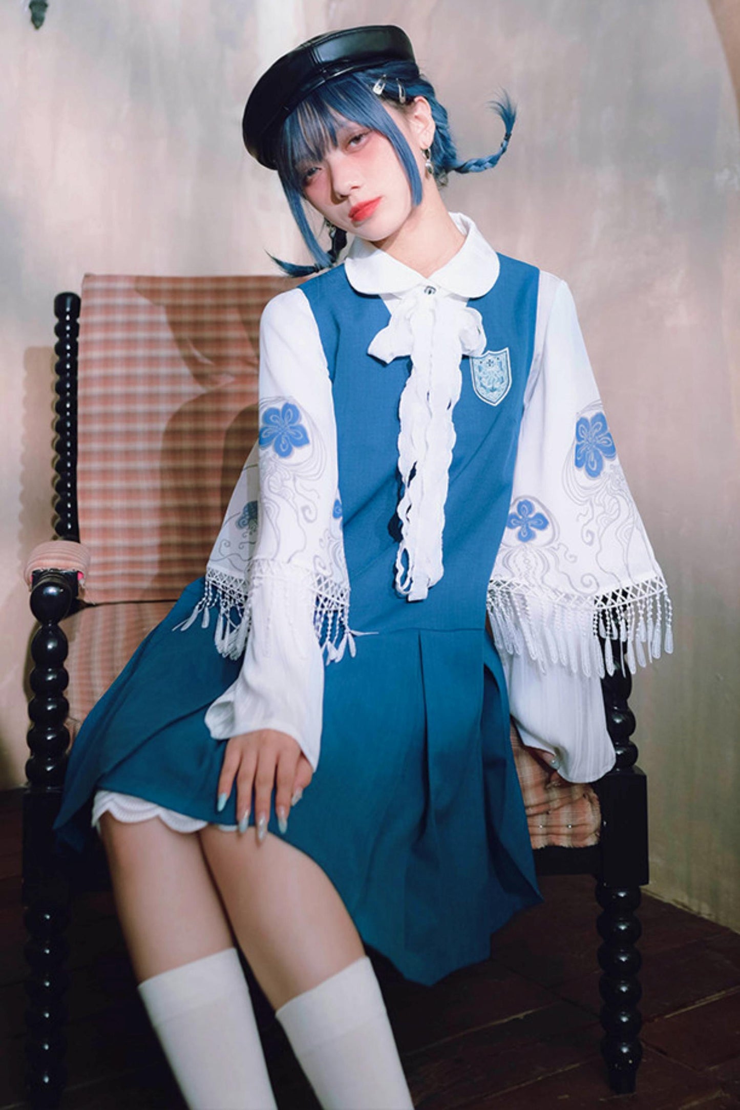 Blue Tears Lace Vest Dress
