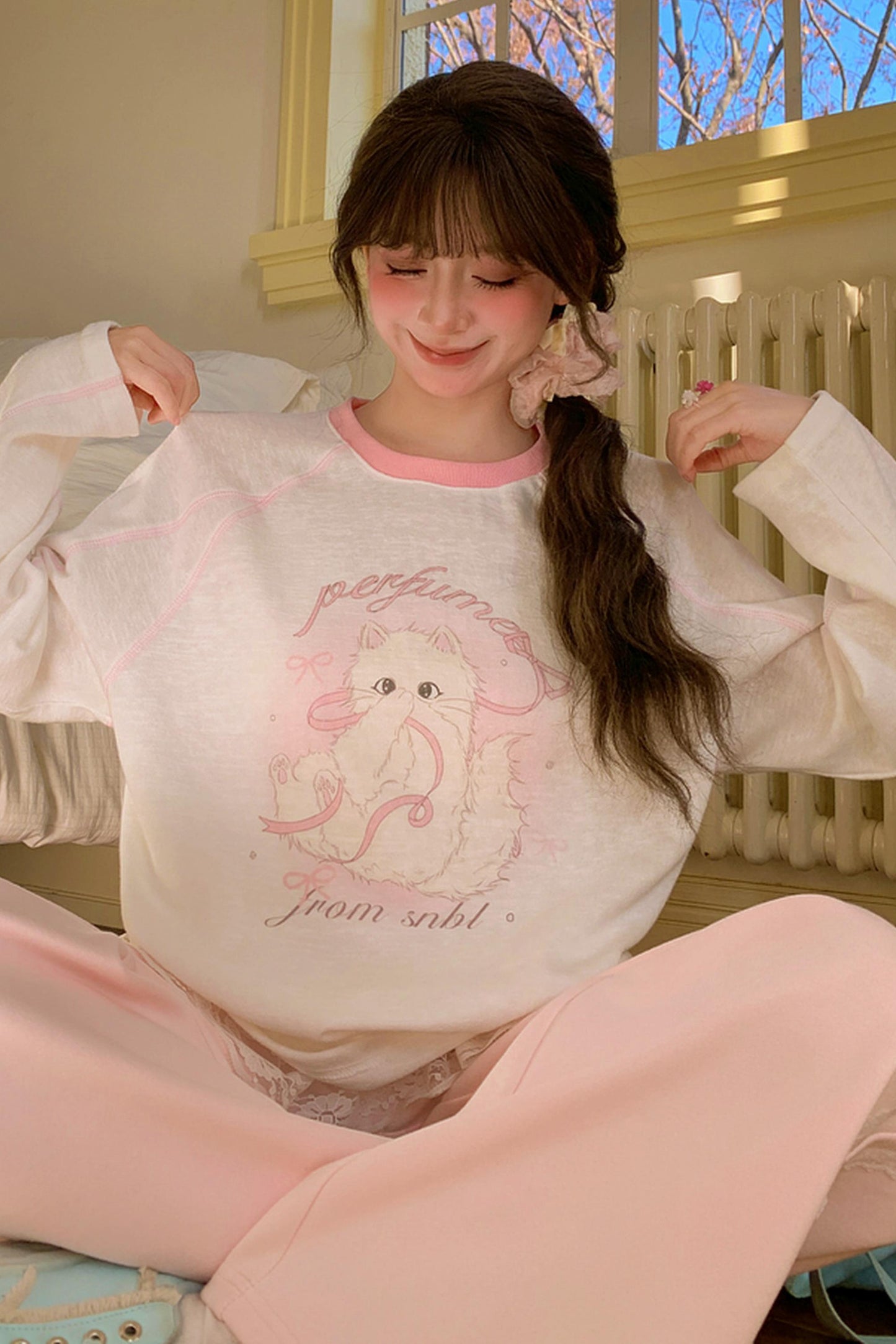 Sweet Cat Print Top