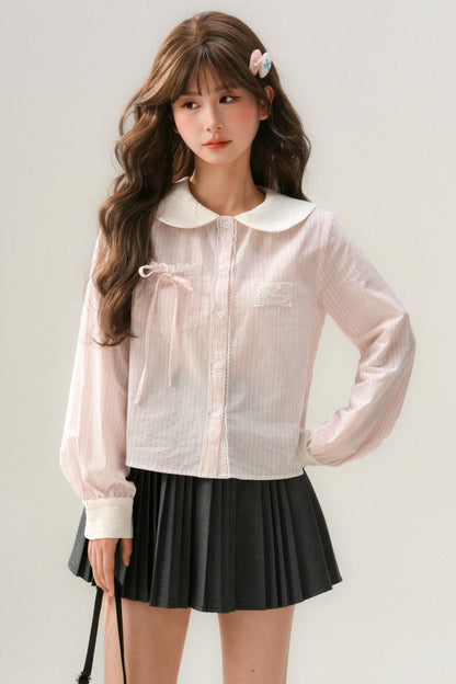 Doll Collar Cotton Blouse