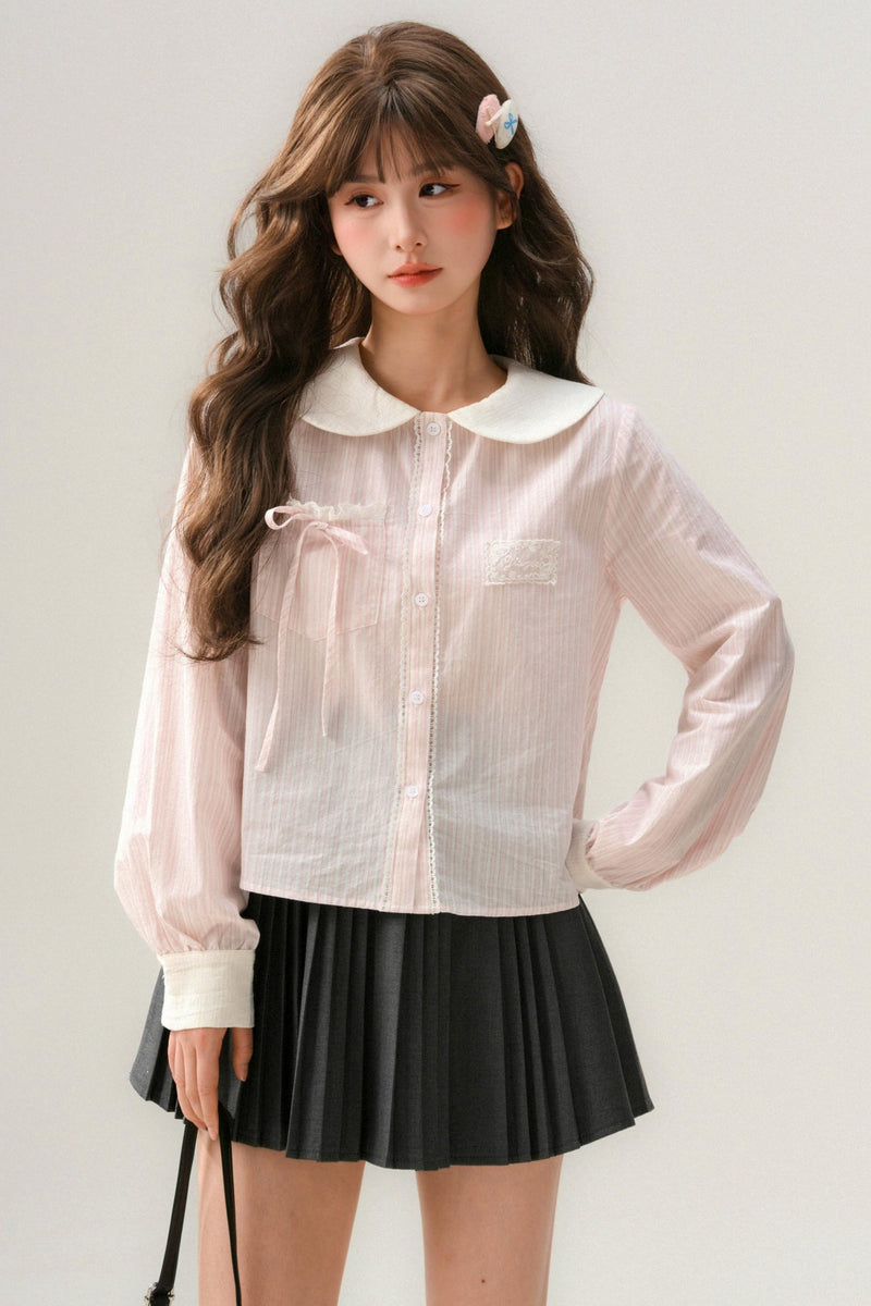 Doll Collar Cotton Blouse