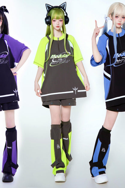 Pre-order Item: Y2k Subculture Cyber T-shirt + Shorts + Leg Covers