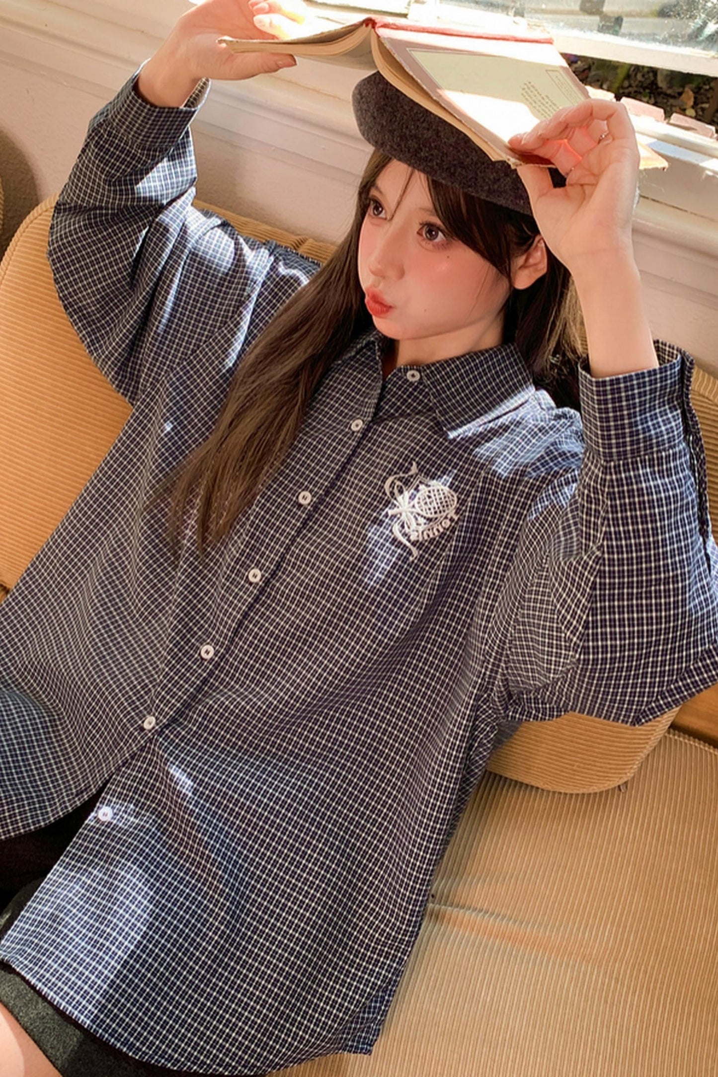 Plaid Loose Academy Blouse
