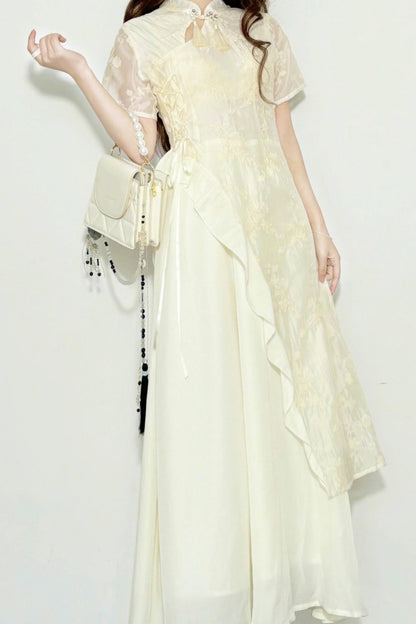 White Chinese-style Dress