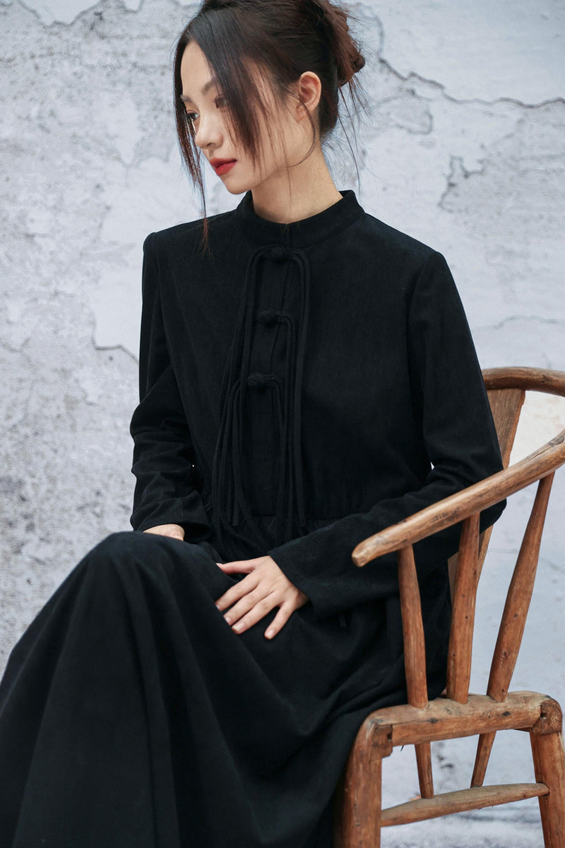 Retro Corduroy Chonchamp Dress