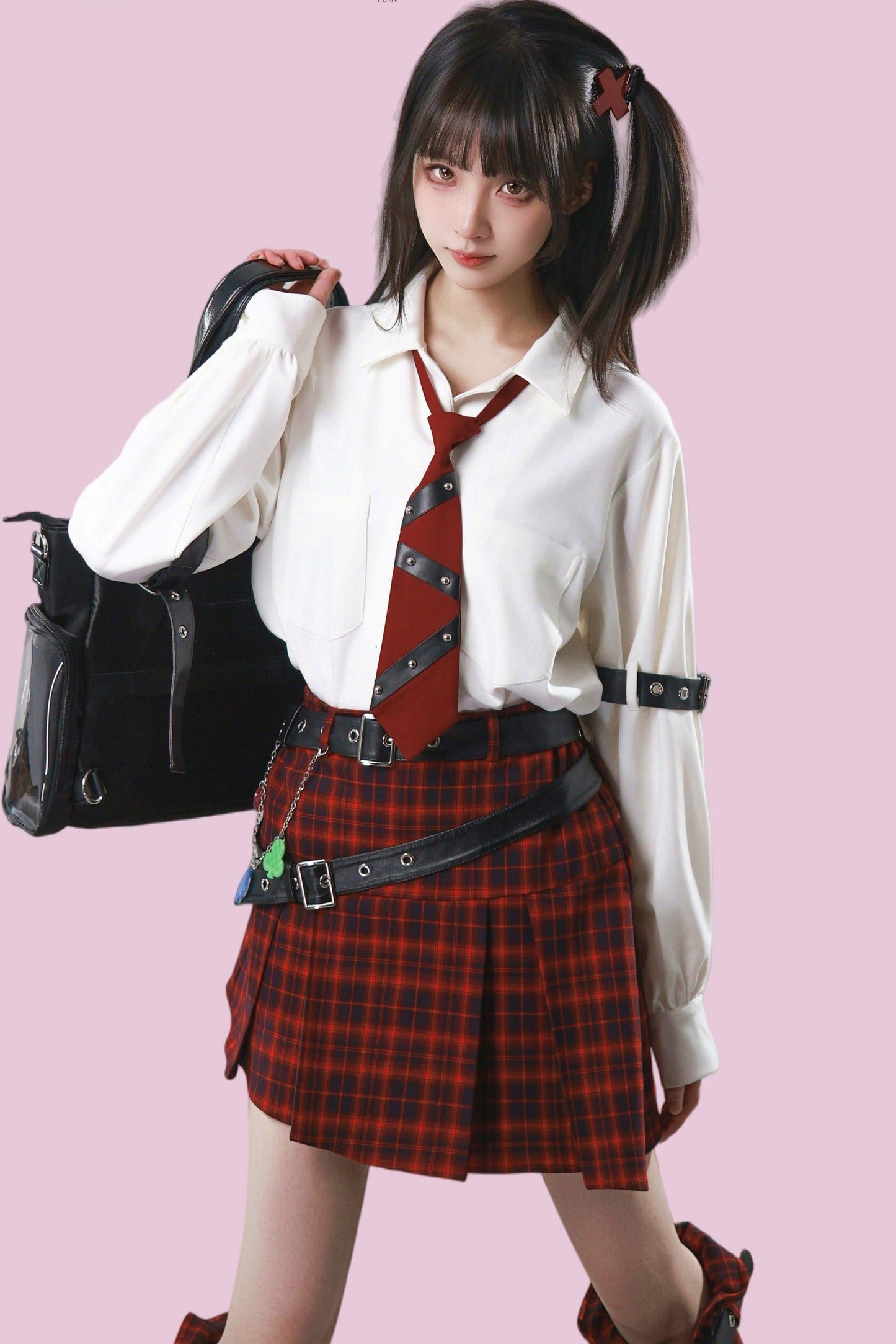 Leather Trim Shirt + Tie