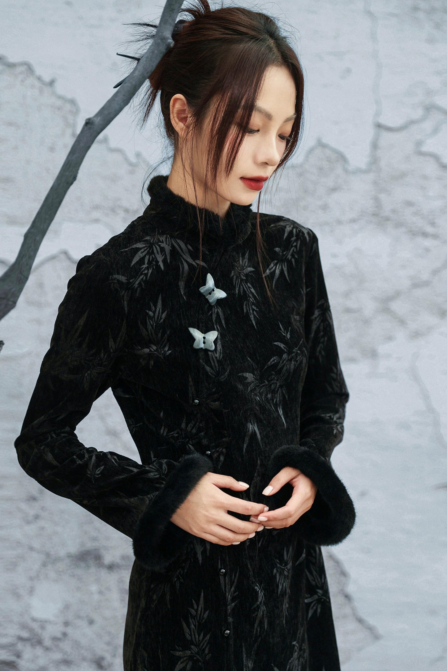 Bamboo Leaf Cheongsam Dress
