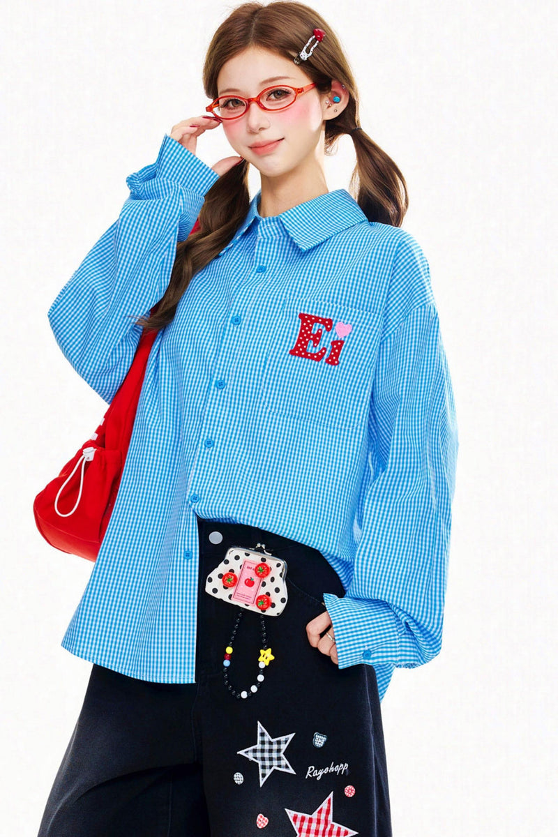 Patchwork Plaid Spring Blouse