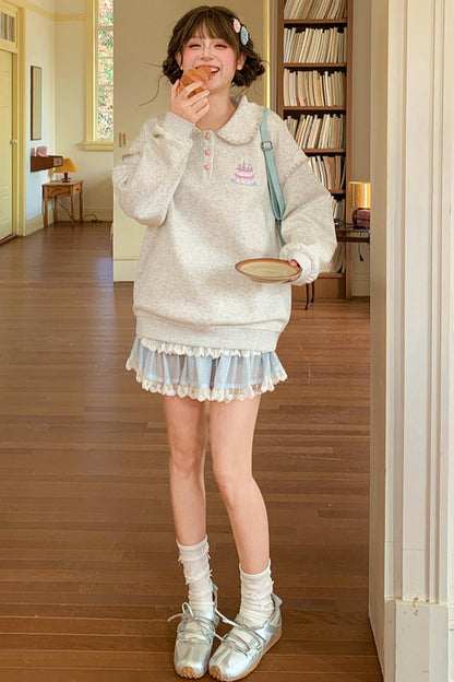 Doll Collar Loose Sweatshirt