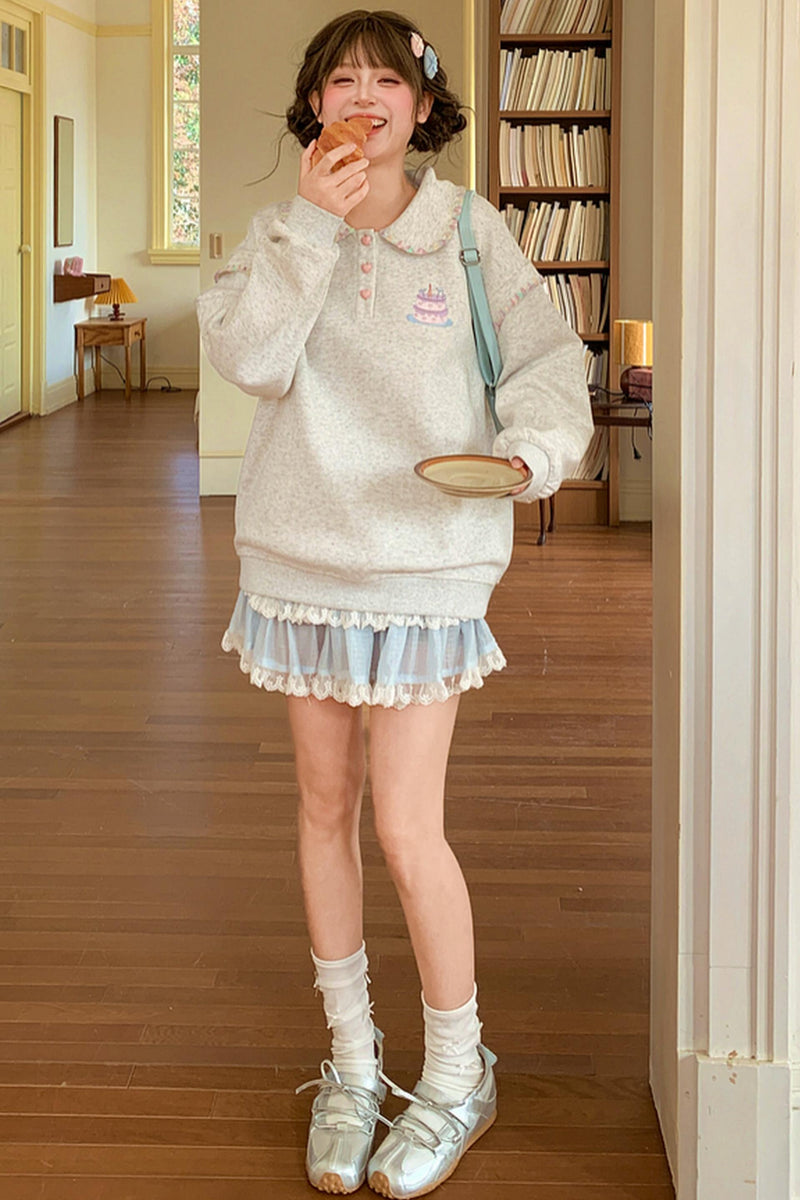 Doll Collar Loose Sweatshirt