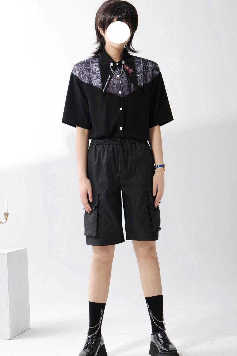 Gothic Arch Print Big Collar Design Shirt
