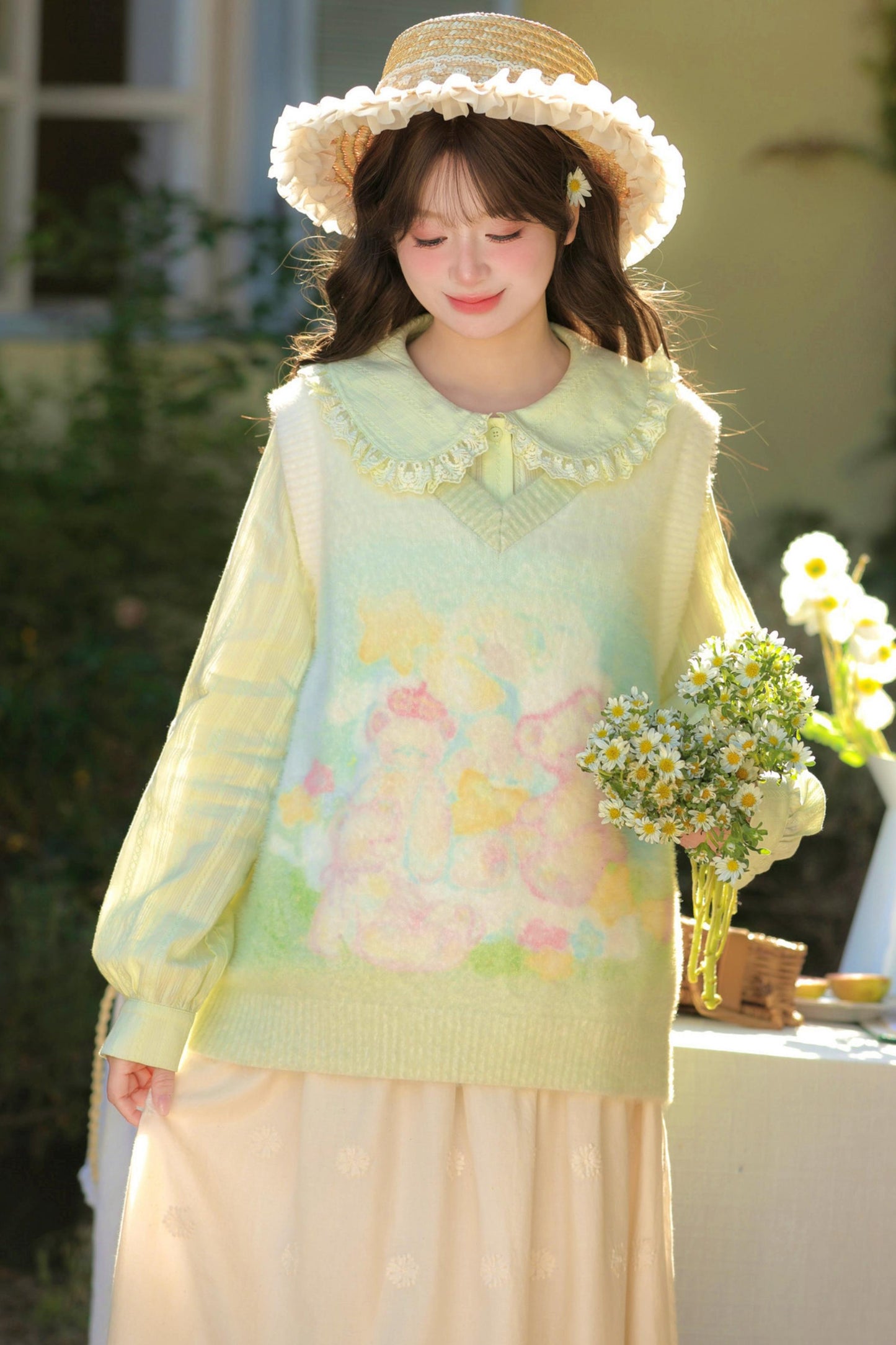 Gradient Bear Knit Vest + Shirt
