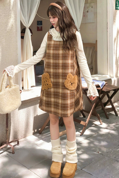 Sweet Caramel Plaid Dress