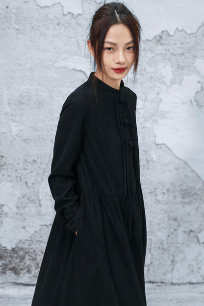 Retro Corduroy Chonchamp Dress