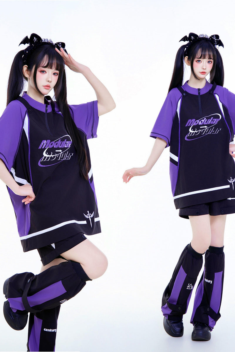 Pre-order Item: Y2k Subculture Cyber T-shirt + Shorts + Leg Covers