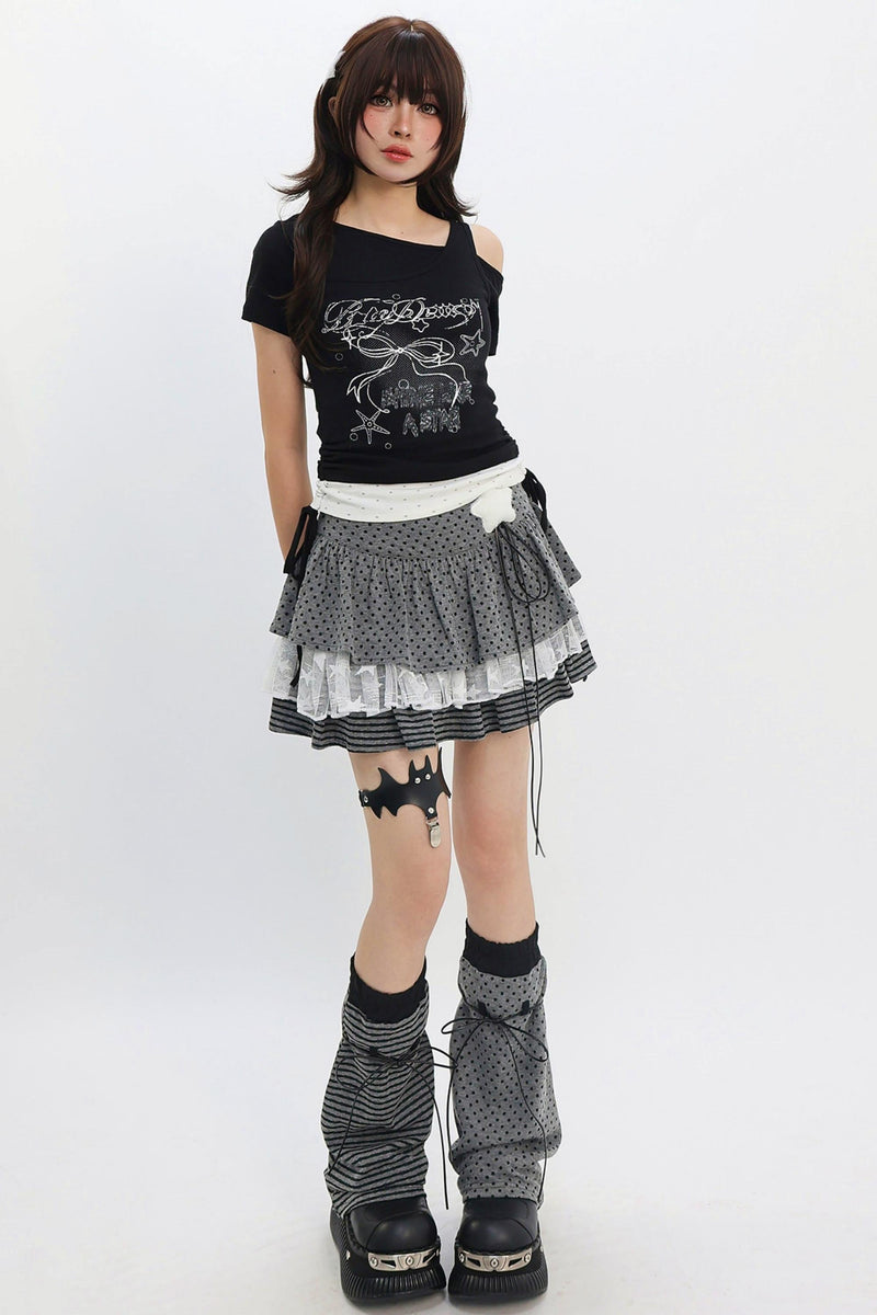 Y2k Butterfly Ribbon Shoulder Cut Top