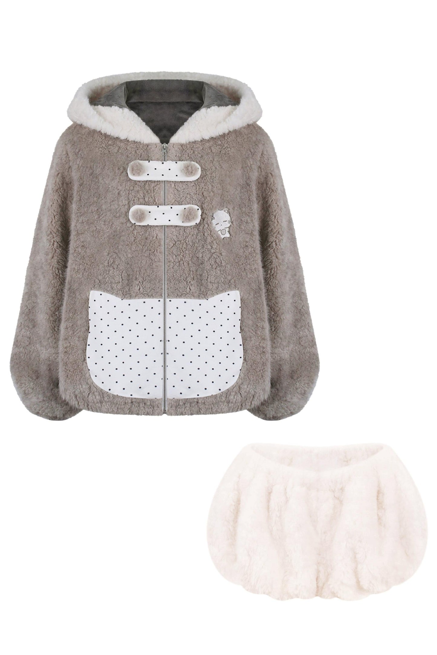Fur Cat Dot Jacket + Pants