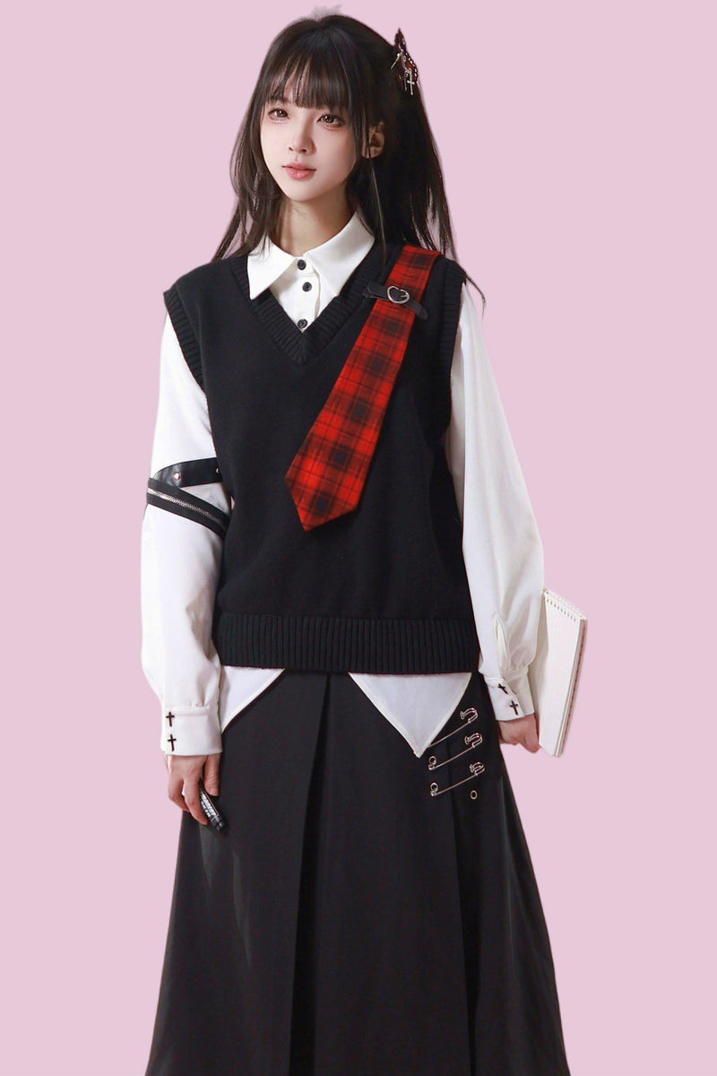Patchwork Two Piece Tie Design Top