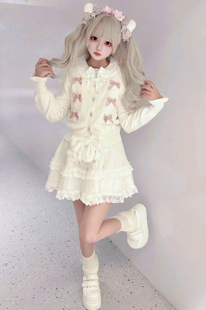 Jewel Ribbon Sweet Girly Knit Cardigan