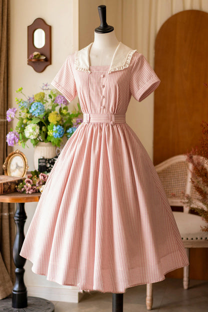 French Retro Linen Dress