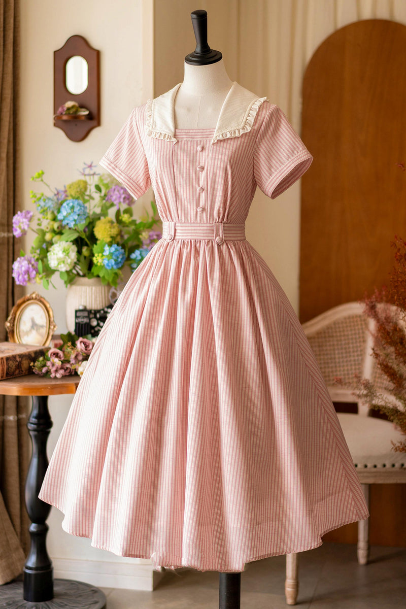 French Retro Linen Dress