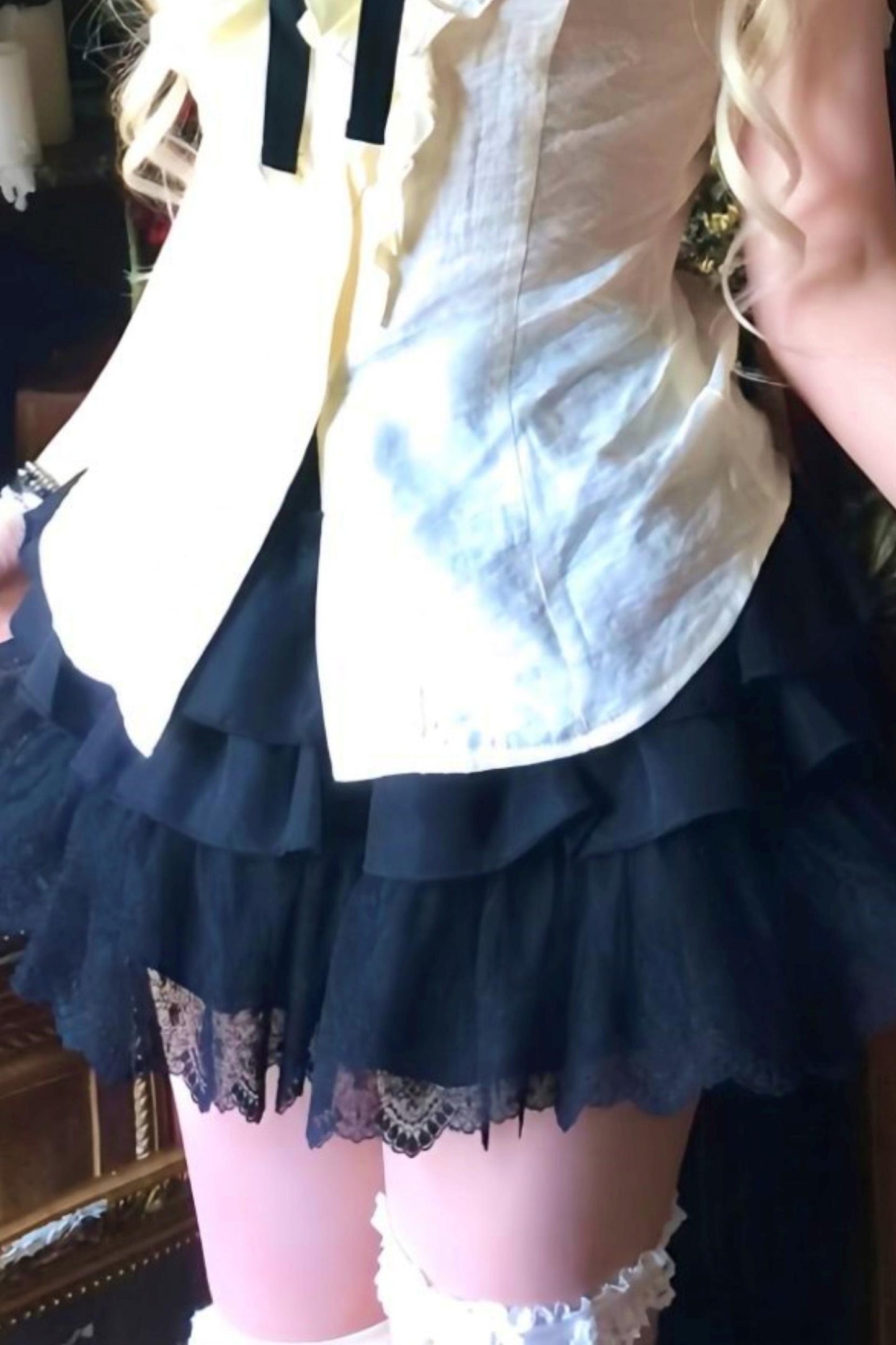 Doll Collar Waist Blouse + Skirt