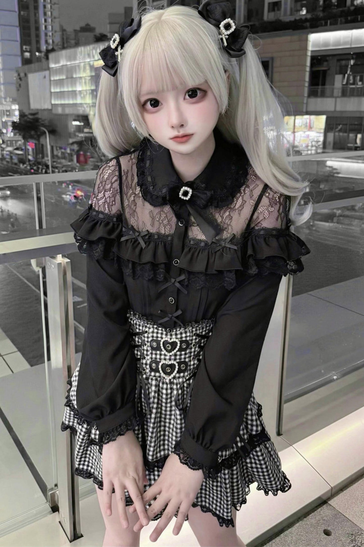 Lace Subculture Dark Kawaii Black Shirt + Accessories