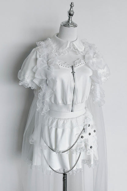 Gothic Dark Kawaii Cross Setup + Lace Vest
