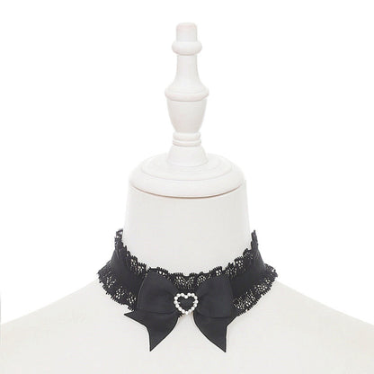 Off-shoulder Dark Kawaii Lace Dress + Neck Ring