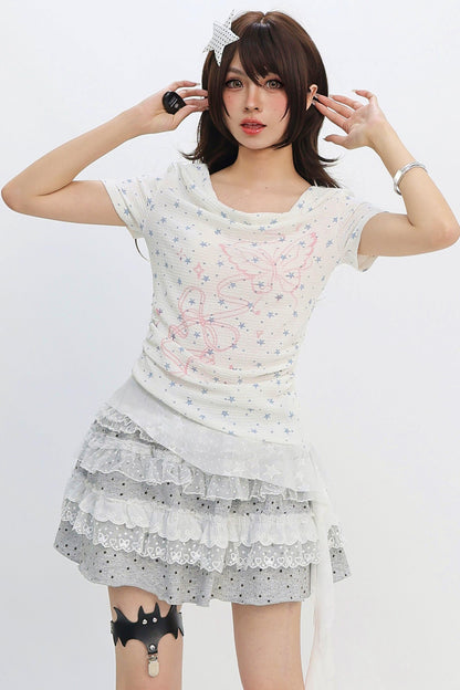 Y2k Star Ribbon Fairy Top