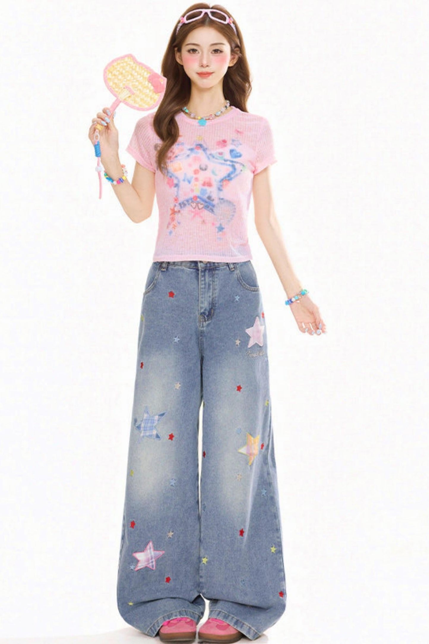グラフィティペインテッドスリムフィットトップス