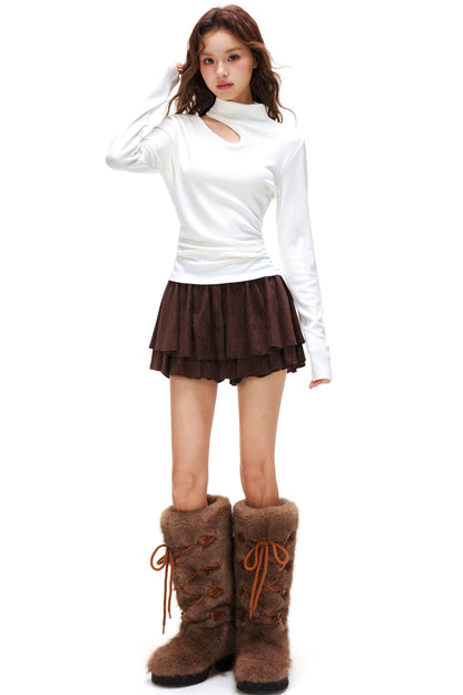 Cut Design Turtleneck Top
