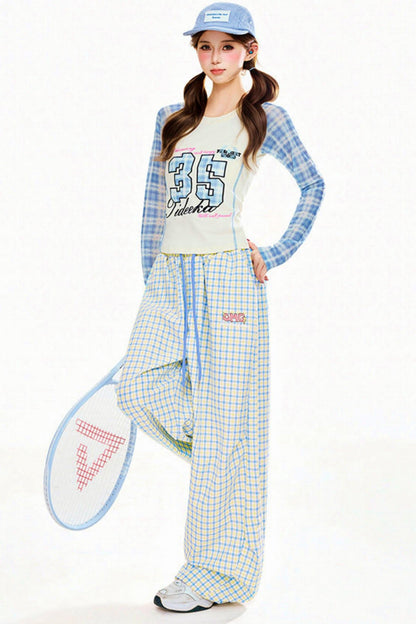 Plaid Patchwork Long Sleeve Top
