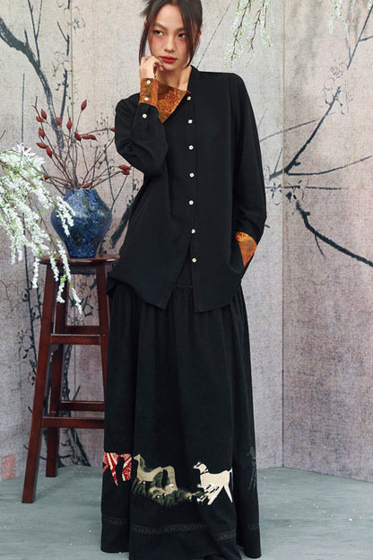 Gold Dragon Diagonal Collar Shirt